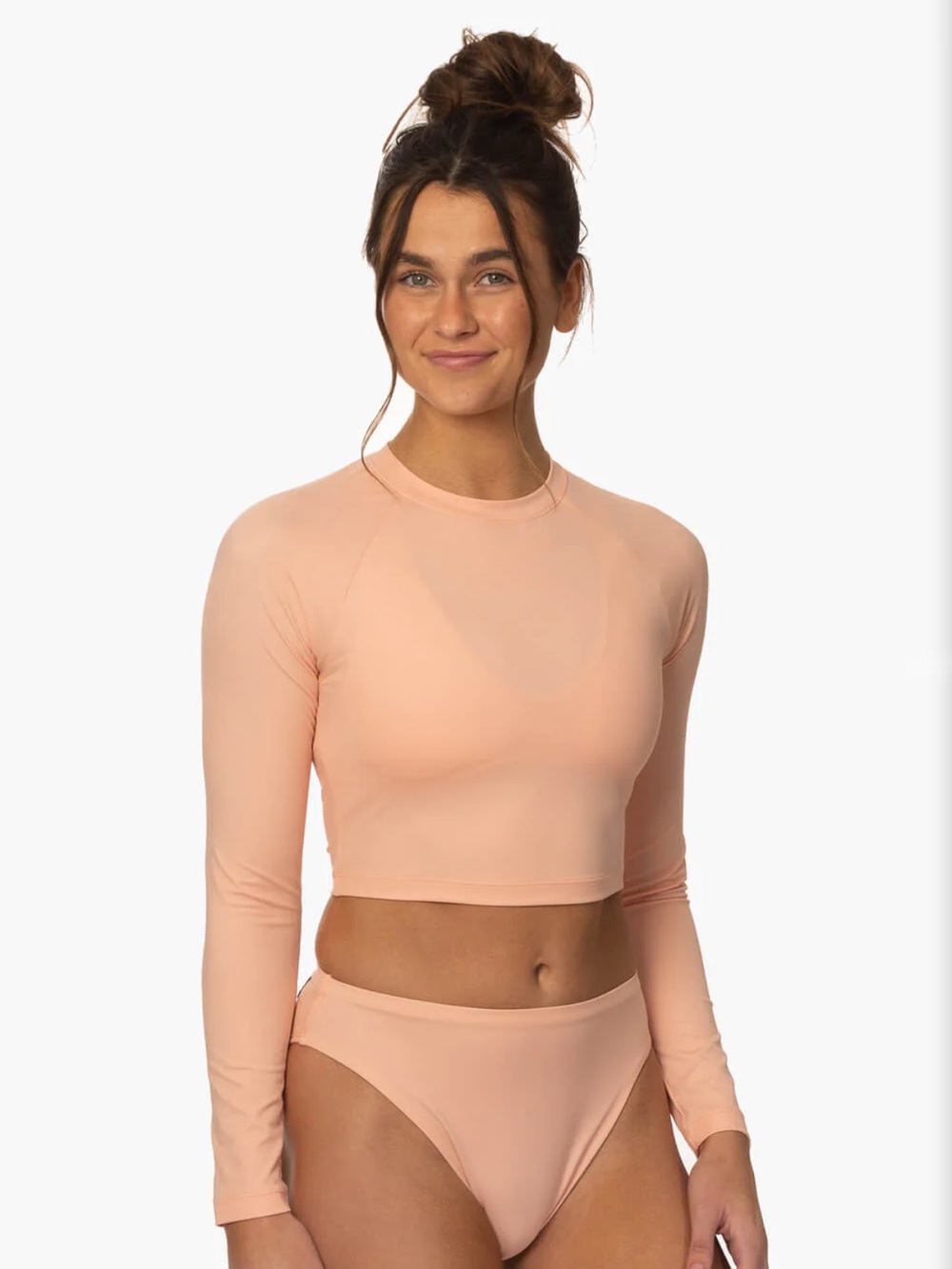 Jolyn Clothing Peach 3 piece bikini surf set med top med bottom med rash guard - Picture 4 of 7